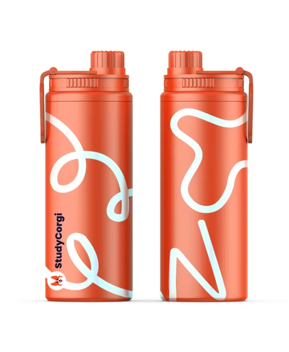 Orange Water Bottle with White Accents