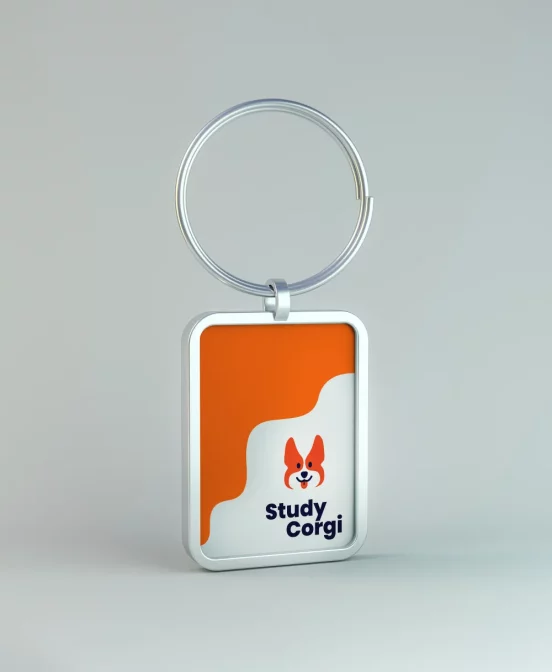 White and Orange Branded Keychain